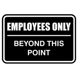 All Quality Classic Framed Employees Only Beyond This Point Wall or Door Sign | Easy to Install Business Signage - Small (Black-White) 1 Pack