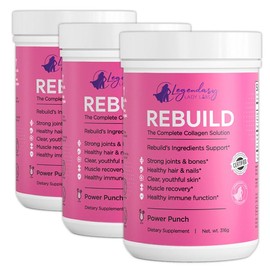Rebuild Clean Collagen Solution | Collagen, Vitamin C, & Boron | Made in USA | GMO Free - Size: 3 Jars Rebuild Power Punch