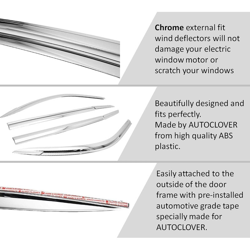 AUTOCLOVER Tape-On Rain Guards Window Visors 6 Pcs Set for