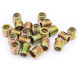 LBY 35pcs 5/16-18×15mm Threaded Inserts Nuts, Hex Socket Drive Furniture Flanged Screw-in Nut, Carbon Steel (Zinc Plated), Yellow