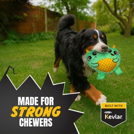 Durable & Strong Dog Toy Blue Two Headed Monster with Squeaker, Kevlar-Reinforced for Aggressive chewers.