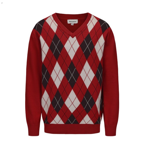 Men's Wool Blend Plaid Sweater V Neck Knitted Long Sleeve