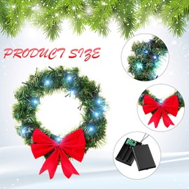 Christmas Wreath for Car, Truck or Festival Decoration LED Artificial Christmas Car Wreath and 5 Pieces 4 x 200 Black Nylon Cable Tie (Cute, 11.8 Inch)