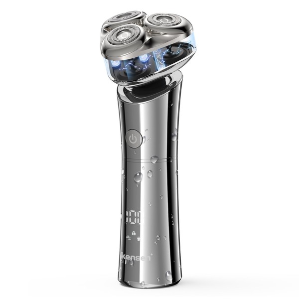 Electric Razor for Men, kensen Rechargeable Men's Rotary Shaver: Cordless, Waterproof, Wet & Dry, 3D Magnetic Floating Head, LED Display – The Ultimate Electric Razor for Men's Shaving