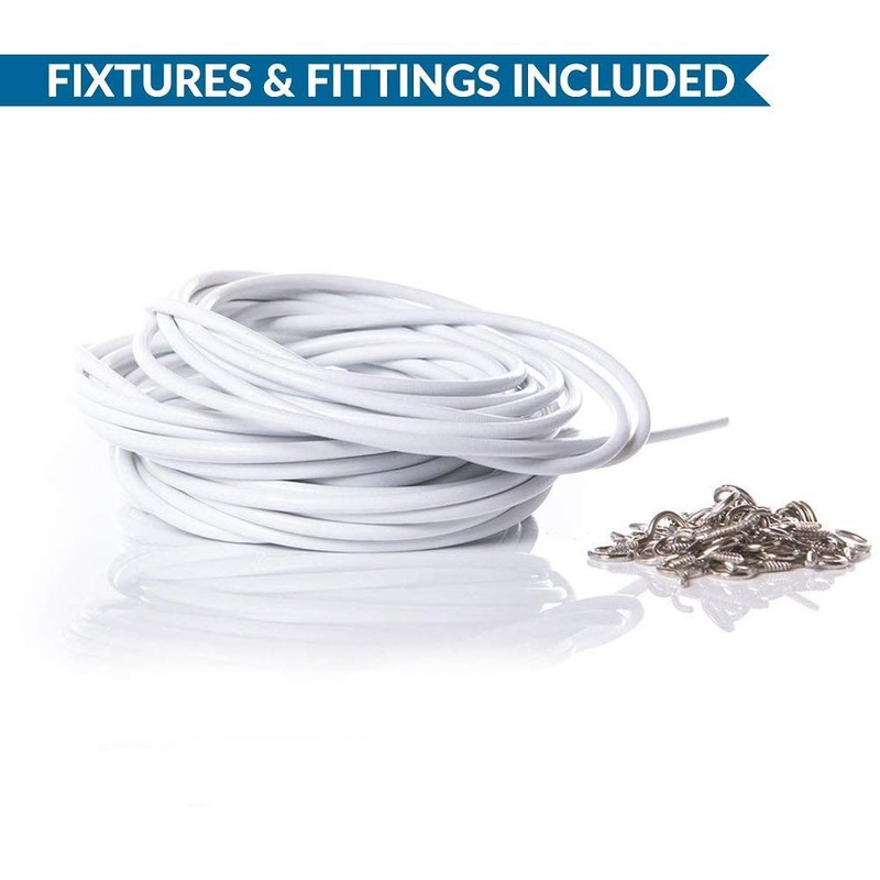 iPEAK Curtain Wire Net Curtain Wire Cord Cable with Hooks