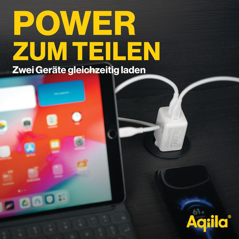 Aqiila USB-C Charger, 45 W, GaN, PD Power Delivery, 2