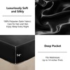 CozyLux Satin Fitted Sheet King Size, Black Silky Satin Bed