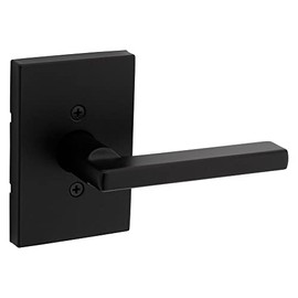 Kwikset Halifax Dummy Door Handle, Single Sided Lever for Closets, French Double Doors, and Pantry, Matte Black Non-Turning Reversible Interior Push/Pull Lever, with Microban Protection