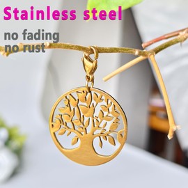 Tree of Life Badge Reel Charm for Student Nurse Teacher,Badge Holder Charms for ID Card Name Tag, Stainless Steel (Tree)