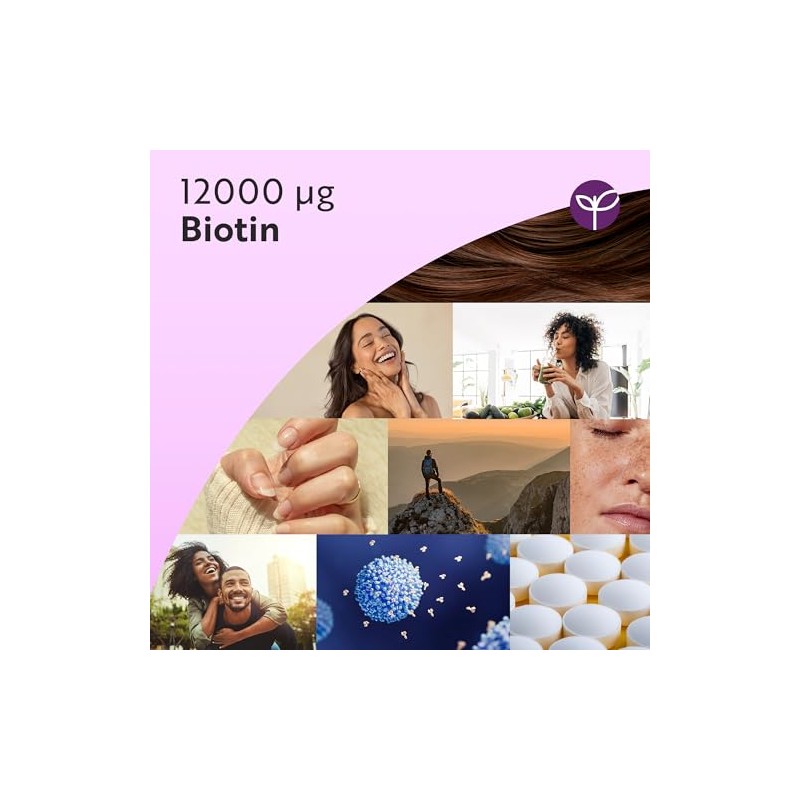 Nutravita Biotin Hair Supplement 12,000mcg - 365 Vegan - Full
