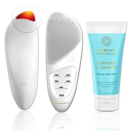 Lumineo SONIC THERMO 6-in-1 Gesichtsreinigungsbürste zur Poren- Peeling- und Mitesserreinigung, IPX7 (mit Reinigungsgel für normale Haut)