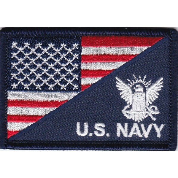 U S NAVY LOGO/USA flag Embroidered Patches 3"x2"