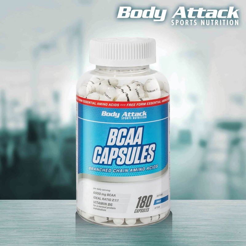 Body Attack BCAA Capsules 180 Caps / 18 Servings, High