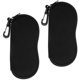 Newellsail Glasses Case Soft Sunglasses Bag Lightweight Neoprene Zipper Glasses Case Portable Travel Glasses Bag with Hook Pack of 2 (Black), black