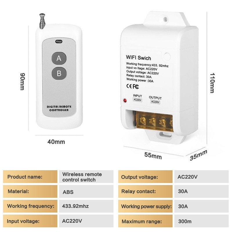 DEWIN Wireless Remote Control Switch, Wireless Remote Switch Relay Receiver