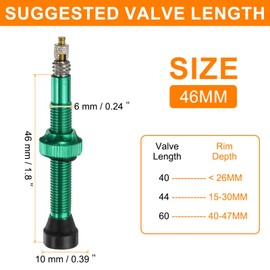sourcing map 2pcs Tubeless Valve Stems 46mm Aluminum Alloy Tubeless Valve Super Light No Leak Durable Valve Stem Caps Multiple Color & Size Fit Most Bicycle Tubeless Rims Pair, Green