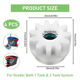 LANAFAY 4Pcs Spin Mop Replacement Parts Compatible with Vileda, One Way Bearing Sprockets Pedal Repair Replacement, Spin Mop Bucket Gear Replacement Part for Vileda and More Rotation Mop