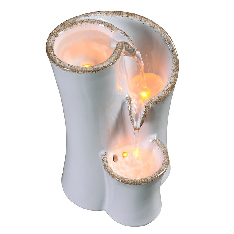 Haobos Indoor Water Fountain Imitation Ceramics Appearance Tabletop Fountain Relaxation