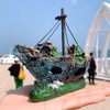 YZHZOM Aquarium Decoration Ship: Realistic Shipwreck + Floating Diver, Blue,