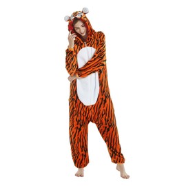 Suffolly Tigger Onesie Animal Onesie Adult Fancy Dress Tiger Costume Adult for Women Men World Book Day Costumes Cosplay Costume Loungewear (UK, Alpha, L, Regular, Regular, Tiger-B)