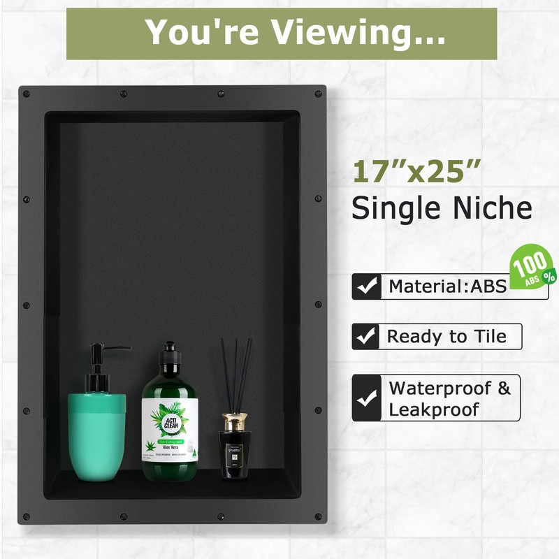 Suteck Shower Niche, 17" x 25" x 3.8" Shower Single