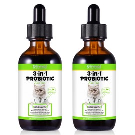 3-in-1 Probiotics for Cats(Pack of 2) with Digestive Enzymes & Prebiotics – Supports Gut Health, Immune System & Diarrhea Relief – 2 x 60ml for Cats of All Ages
