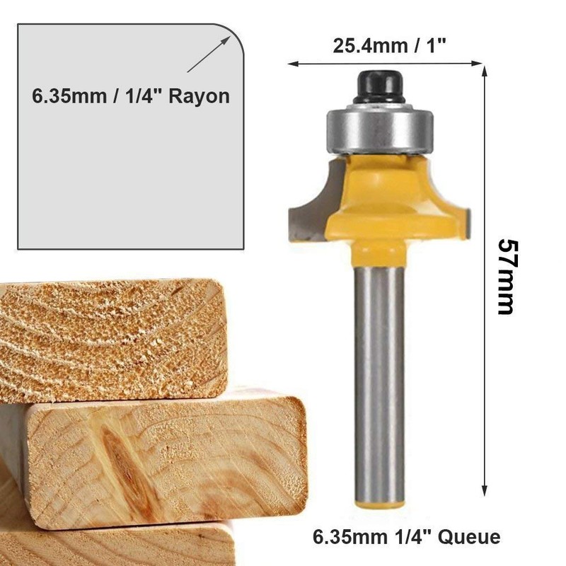 Gasea 4pcs 1/4" Shank Round Over Router Bits Corner Rounding