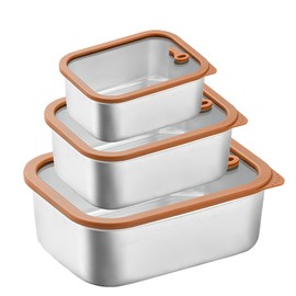 AOYYUBK 3PCS Stainless Steel Food Storage Containers with Airtight Lids Set,Stackable Leakproof Containers Lunch Bento Box Dishwasher & Freezer Safe,Easy Clean