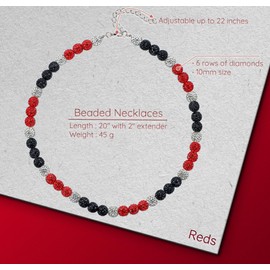 SUPBOMM Baseball Ice Necklace, Bling Beaded Necklaces, Drip Chain, League Team Colors Gifts for Men, Reds