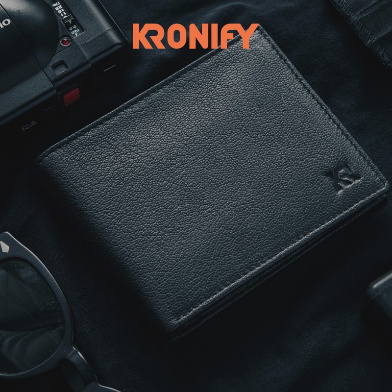 Men's Leather Wallet, Black, - TÜV Tested, RFID Protection I