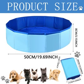 Foldable Dog Pool, Swimming Pool for Dogs, Dog Pool, Swimming Pool for Cats, Non-Slip and Thickened PVC, Portable, for Small Dogs and Cats, 50 x 8 cm