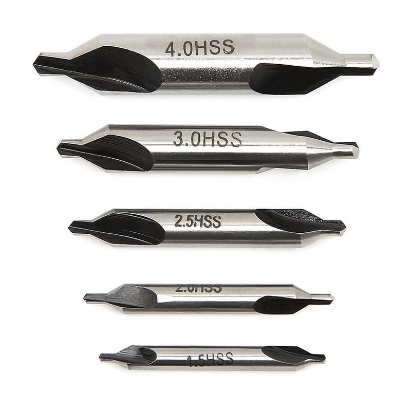 Malayas 5PCS HSS Lathe Mill Center Drill Countersink Bit Tooling