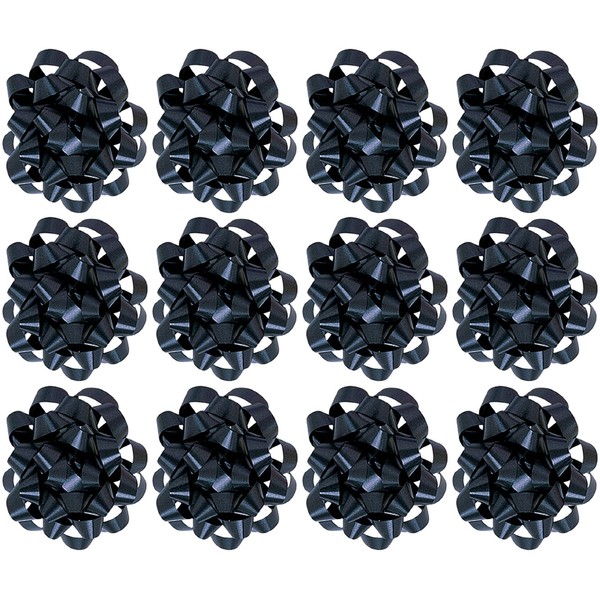 The Gift Wrap Company Decorative Confetti Gift Bows, Medium, Black, pack of 12