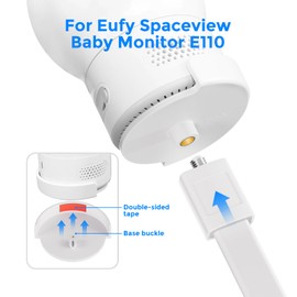 Baby Monitor Mount for Eufy SpaceView E110/E210-360° No Drill Flexible Stand, Adjustable Camera Holder for Crib & Dresser