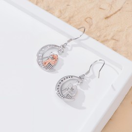 PROESS Art Painting Dangle Earrings 925 Sterling Silver Moon Paint Drop Earrings Art Jewelry for Women Artist