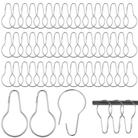 50 Pcs Metal Shower Curtain Hooks, Silver Shower Curtain Rings Hooks for Bathroom Curtains Rods, Curtains Rings