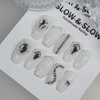 [Slow&Slow Nail Tips] White Crown Nail - Almond / [슬앤슬네일팁]