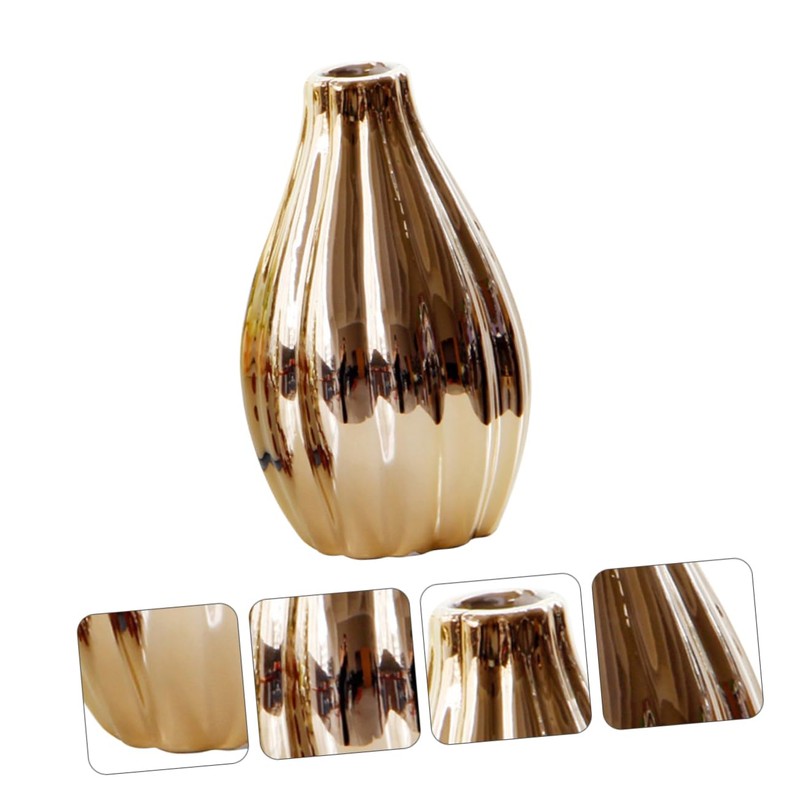 iplusmile 1Pc Unique Gold Ceramic Vase Simple Desktop Decoration for
