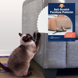 12 Pack XL Anti Cat Scratch Furniture Protector - Couch Protector from Cat Claws w/Twist Pins - Heavy Duty, Strong, Clear, Easy-to-Apply Scratching Deterrent and Shield for Sofa