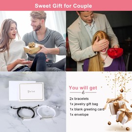 Couple Matching Bracelets for Bf and Gf, Best Friend Friendship Relationship Bracelet, Adjustable Stretch Bracelets Christmas Valentines Day Jewelry for Him and Her L Love You 3000