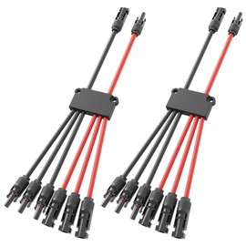Pjerjzn Solar Panel Connector 6 to 2 Solar Y Branch Connectors PV Panels Parallel Connectors Kit Adapter Waterproof Wire Plug Tool for Solar Panel(2 Pcak MF/FFFMMM)