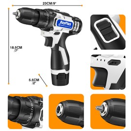 2-in-1 Cordless Drill Set 12V, Power Electric Spin Scrubber Cleaning Brush Kit, Battery and Charger, 3/8" Keyless Chuck, 10pcs Drill Bits, 5pcs Drill Brush, 1pc Extended Rod, for DIY/Repair/Cleaning