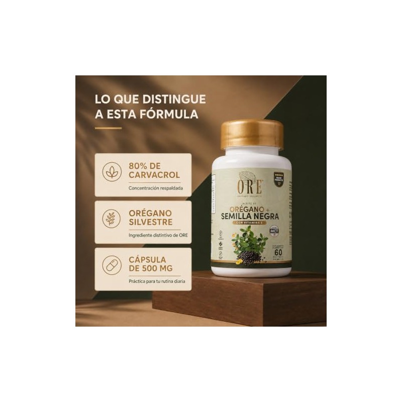 ORE Capsulas de Aceite de Oregano con Semilla Negra, MCT