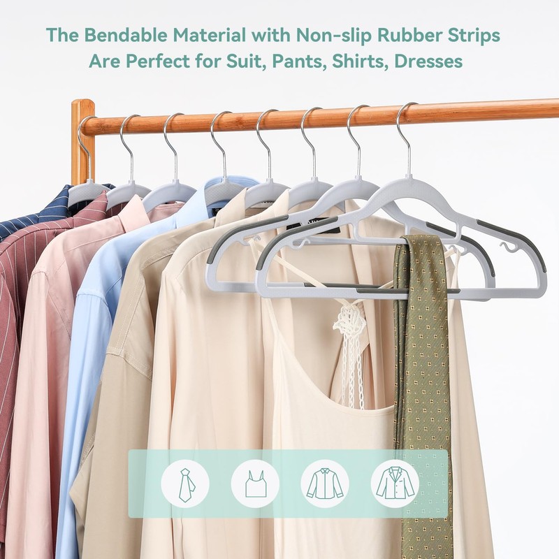 NCXTKJ Heavy Duty Suit Hangers 30 Pack, Non-Slip, 0.2'' Slim,