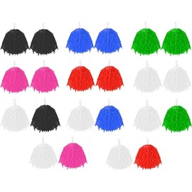 Cheerleader Pompoms Fancy Dress Costume Accessory Lightweight POM POMS with Grip Handles for Kids & Adults. Colour: RED
