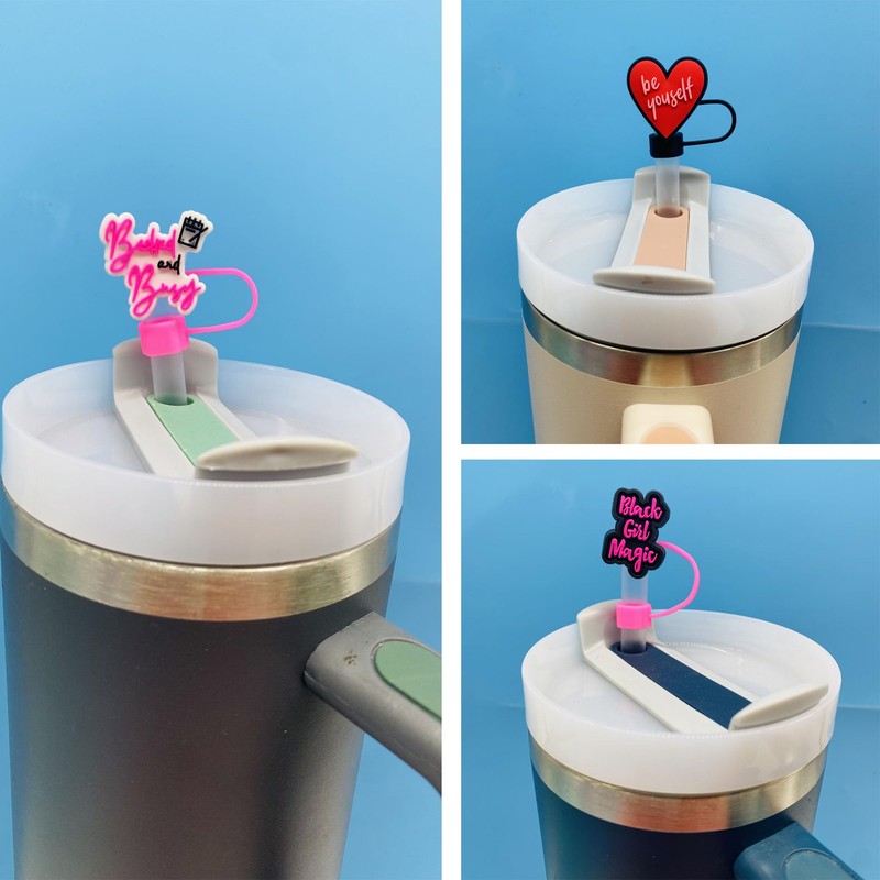 Straw Toppers for Stanley Cups,12pcs Black Girl Straws Cover Cap