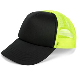 stylebreaker 04023007 5 Panel Mesh Trucker Baseball Cap Adjustable Unisex - Black / neon yellow