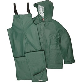 Gempler's Sugar River Rain Jacket and Bibs, PVC-on-Nylon, Green, Size Small
