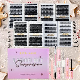 Curl Wispy Individual False Eyelash with Lash & Remover & Tweezers & Brush Kit, 1 Set Natural Self Grafting False Eyelash, Eye Makeup Accessories, Lash Clusters Kit, Eyelash Extension, Individual Eyelash