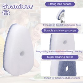 14pcs Dish Wand Sponge Refills, Non-Scratch Washing Up Wand Replacement Heads Durable Scrubber Pads for Kitchen Stovetop Grills Bathroom Cleaning (Sponge Heads Only)